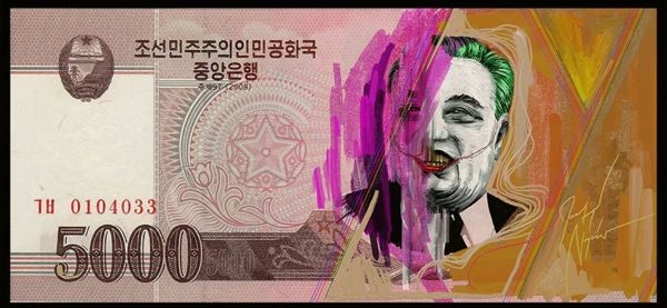 藝術家惡搞北韓紙鈔　偉大領袖變邪惡反派